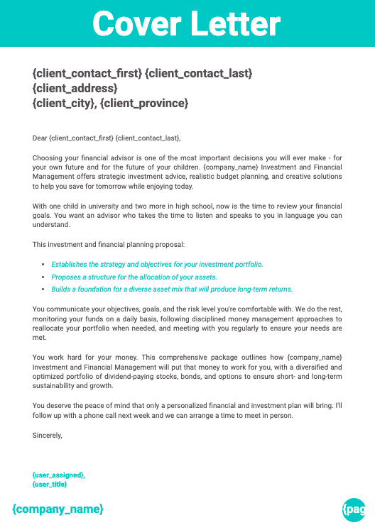 Investment Proposal Template